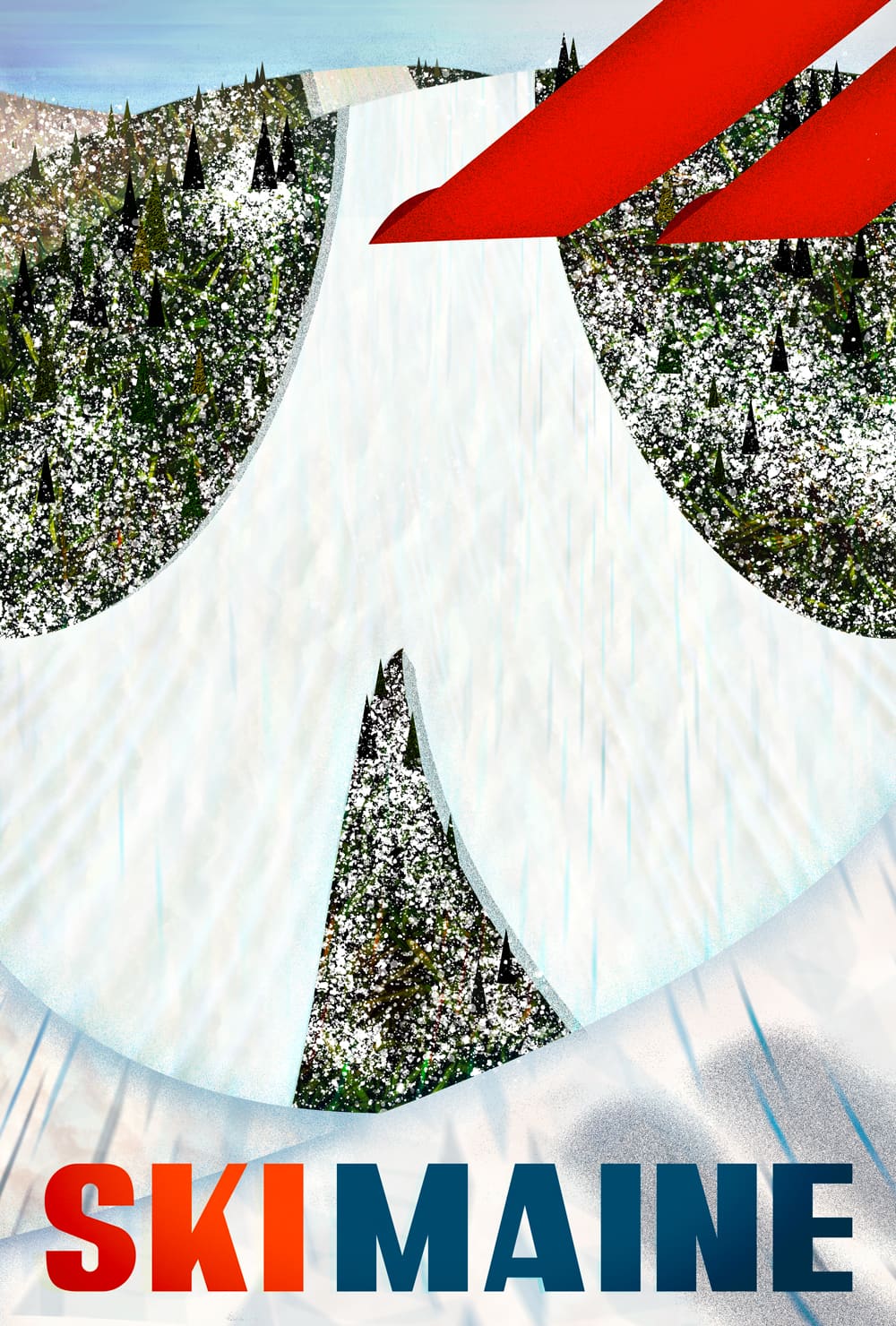 poster by M.Willis: Ski Maine